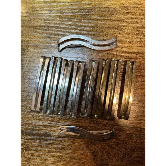 Vintage Goody Stay Tight Metal Barrettes 2.5" Silver Gold qty: 9 #902 1982‎ - Picture 3 of 4